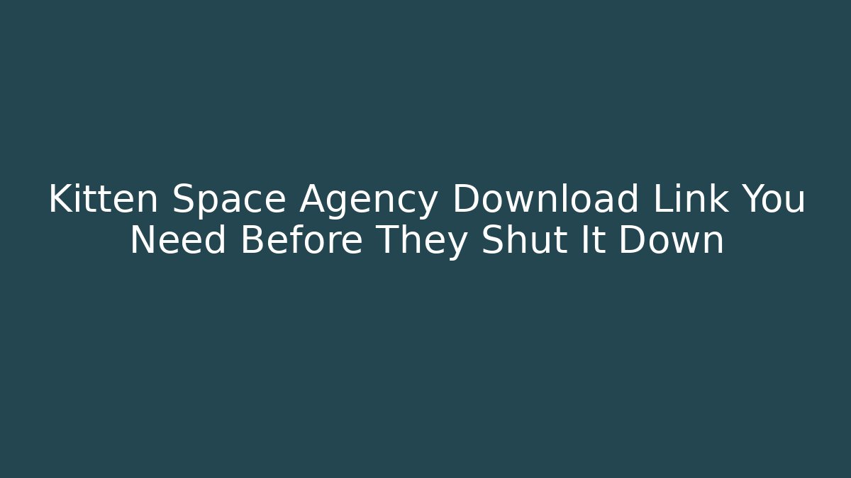 Kitten Space Agency Download Link You Need Before They Shut It Down