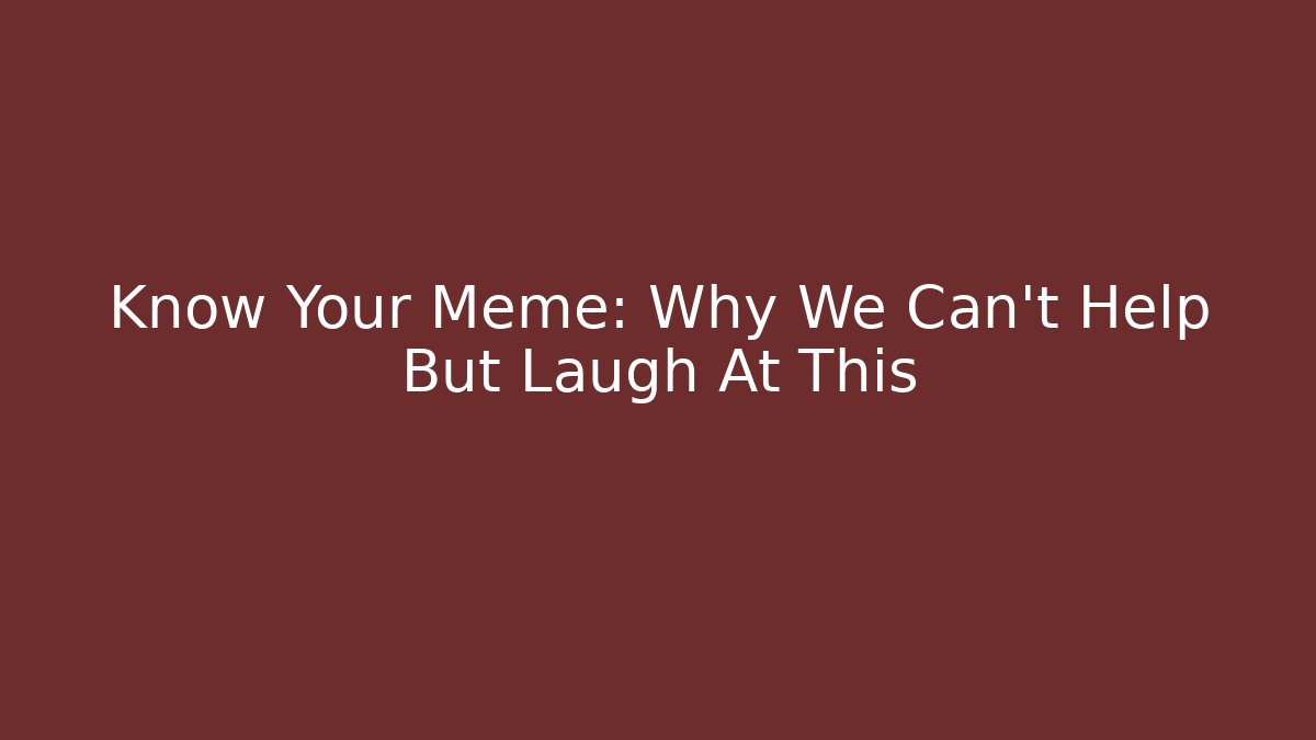 Know Your Meme: Why We Can't Help But Laugh At This