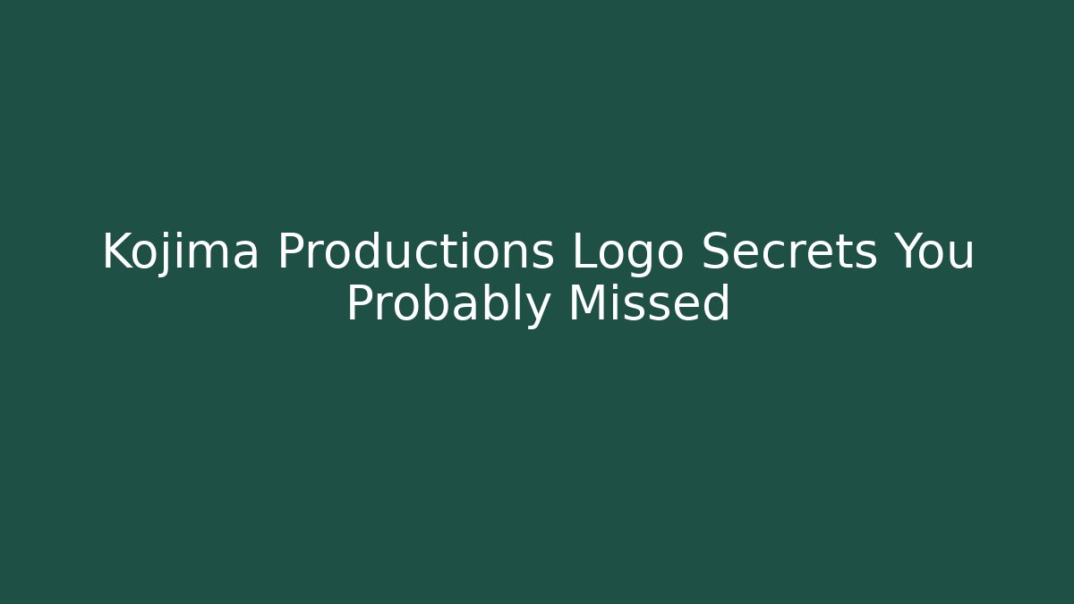 Kojima Productions Logo Secrets You Probably Missed