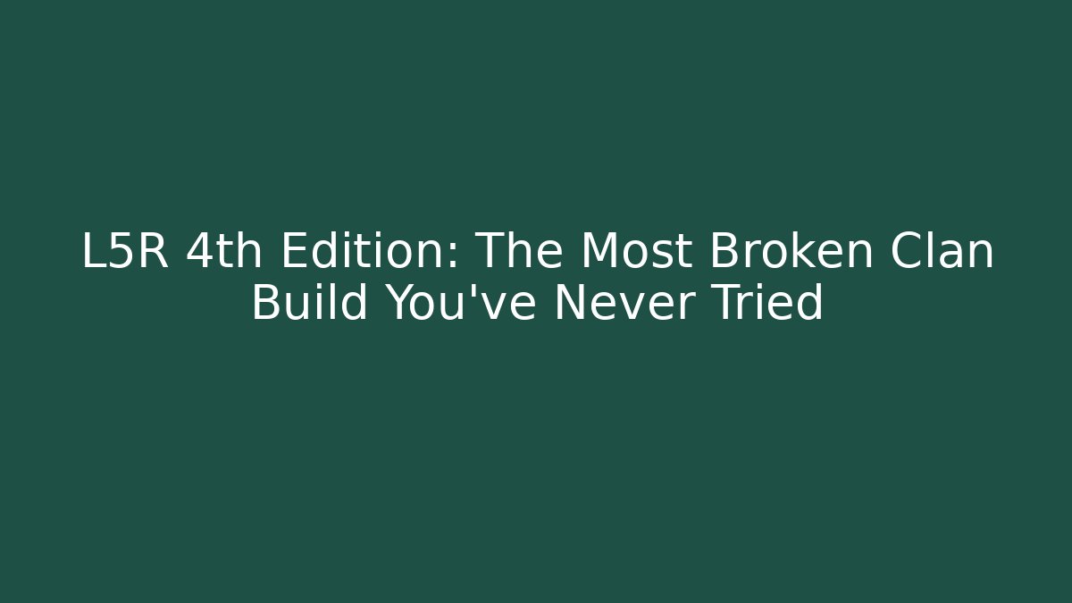L5R 4th Edition: The Most Broken Clan Build You've Never Tried
