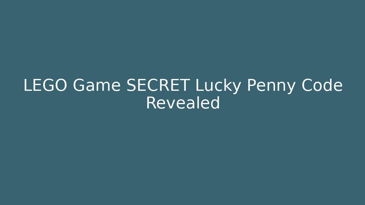 LEGO Game SECRET Lucky Penny Code Revealed - Critter Realm