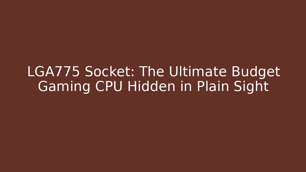 LGA775 Socket: The Ultimate Budget Gaming CPU Hidden in Plain Sight
