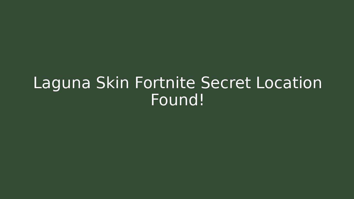 Laguna Skin Fortnite Secret Location Found!