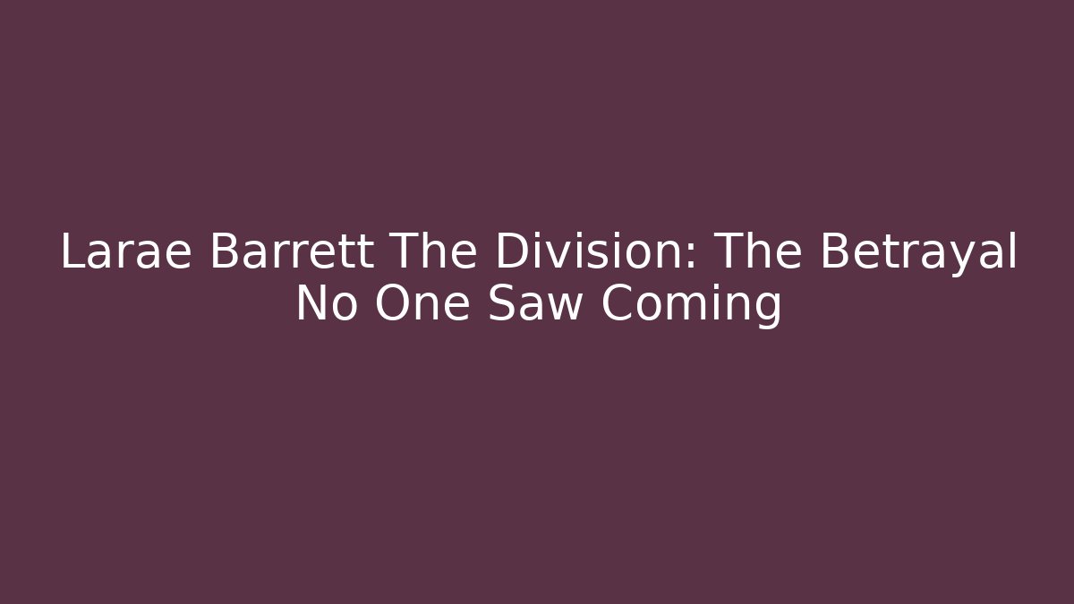 Larae Barrett The Division: The Betrayal No One Saw Coming