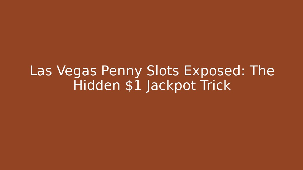 Las Vegas Penny Slots Exposed: The Hidden $1 Jackpot Trick