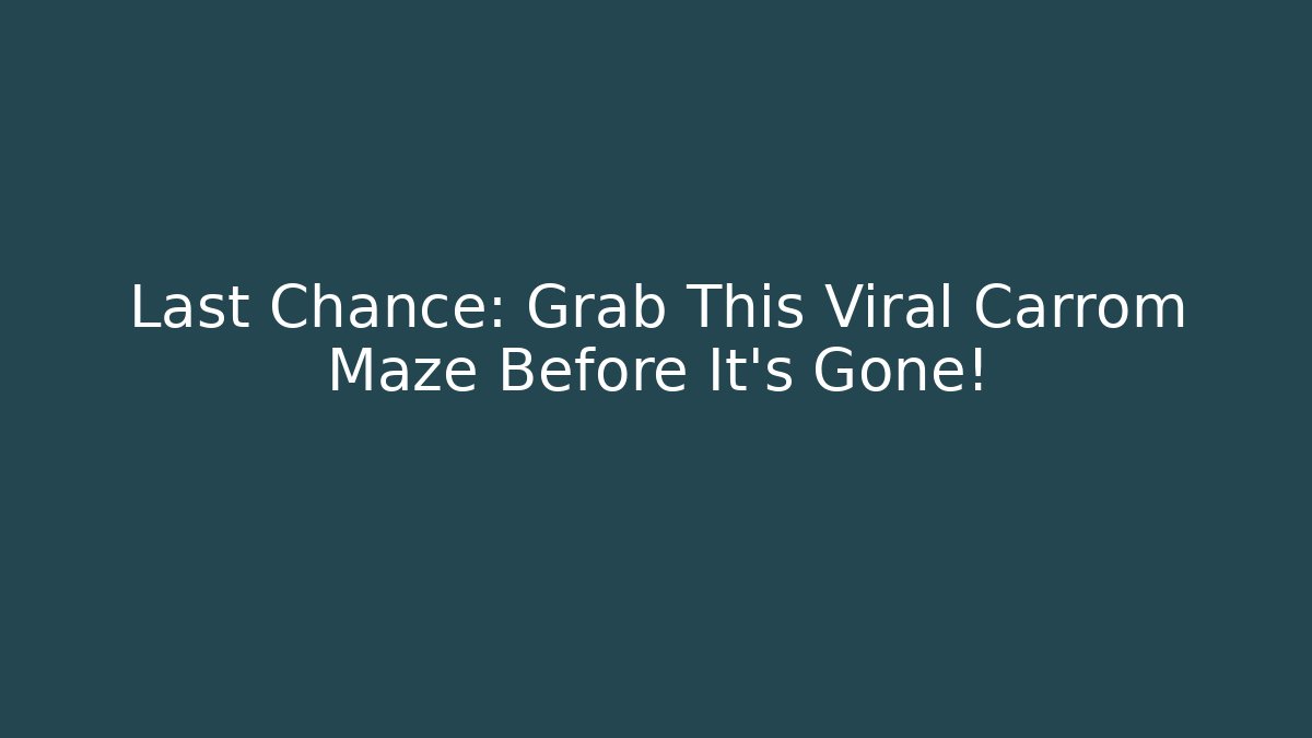 Last Chance: Grab This Viral Carrom Maze Before It’s Gone!