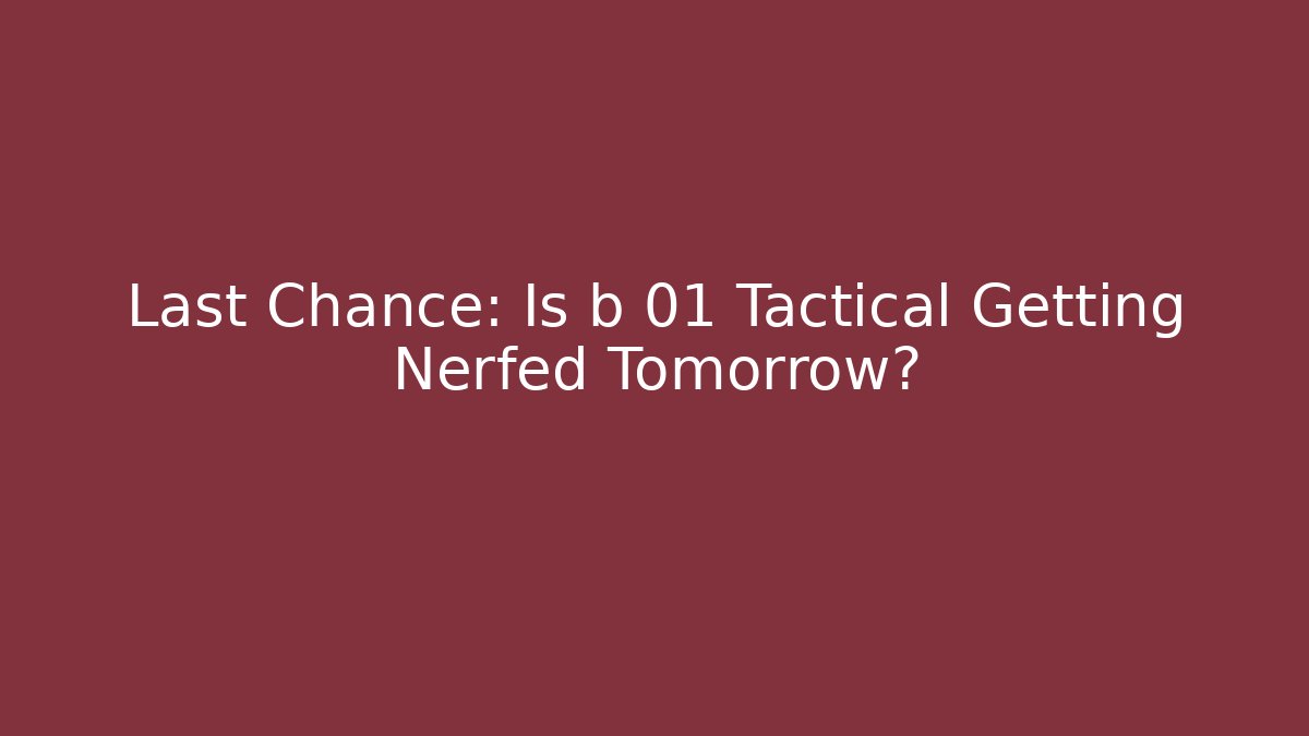 Last Chance: Is b 01 Tactical Getting Nerfed Tomorrow?