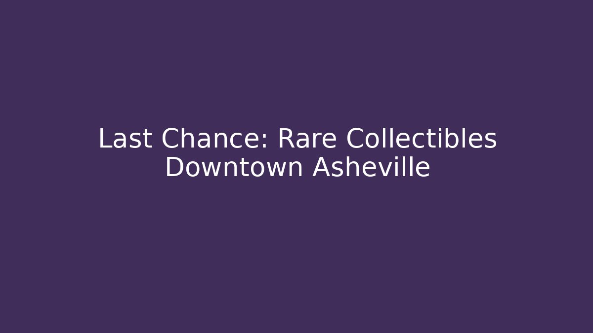 Last Chance: Rare Collectibles Downtown Asheville