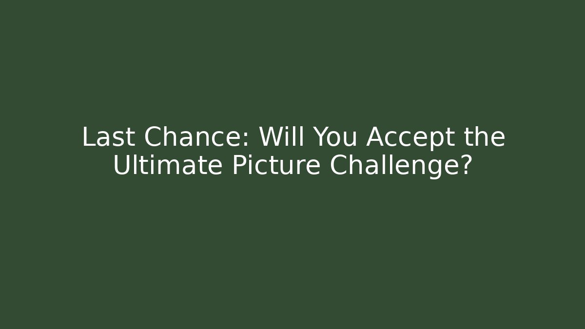 Last Chance: Will You Accept the Ultimate Picture Challenge?