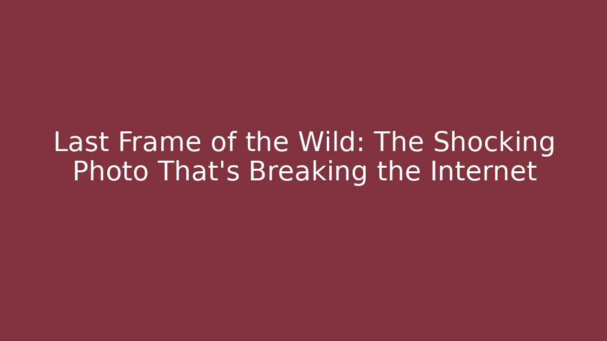 Last Frame of the Wild: The Shocking Photo That’s Breaking the Internet