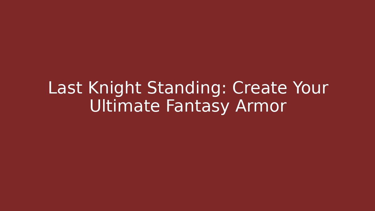 Last Knight Standing: Create Your Ultimate Fantasy Armor