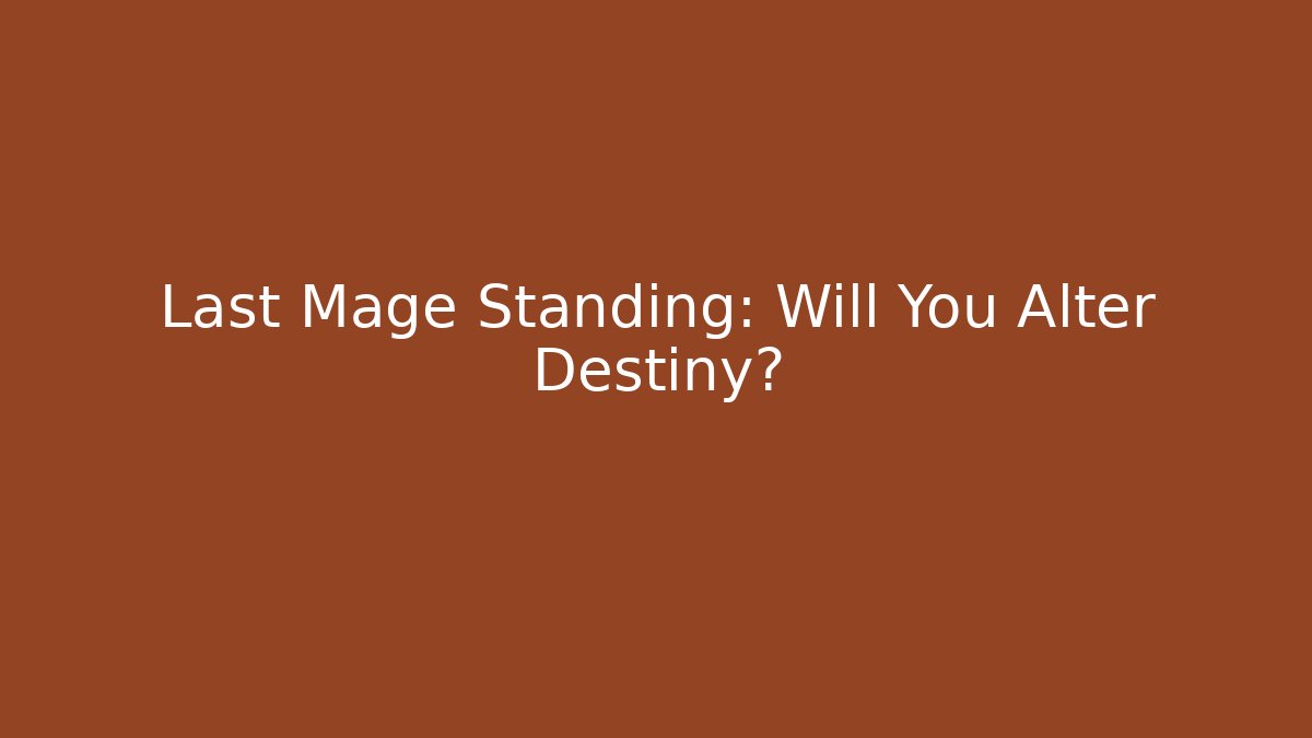 Last Mage Standing: Will You Alter Destiny?