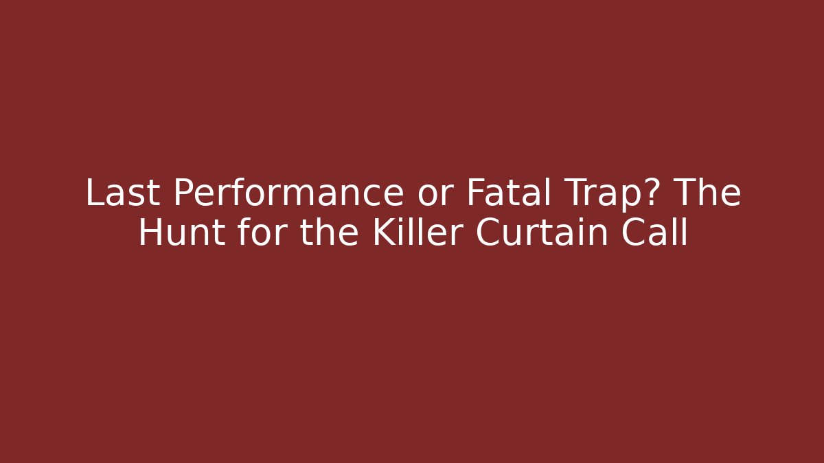 Last Performance or Fatal Trap? The Hunt for the Killer Curtain Call