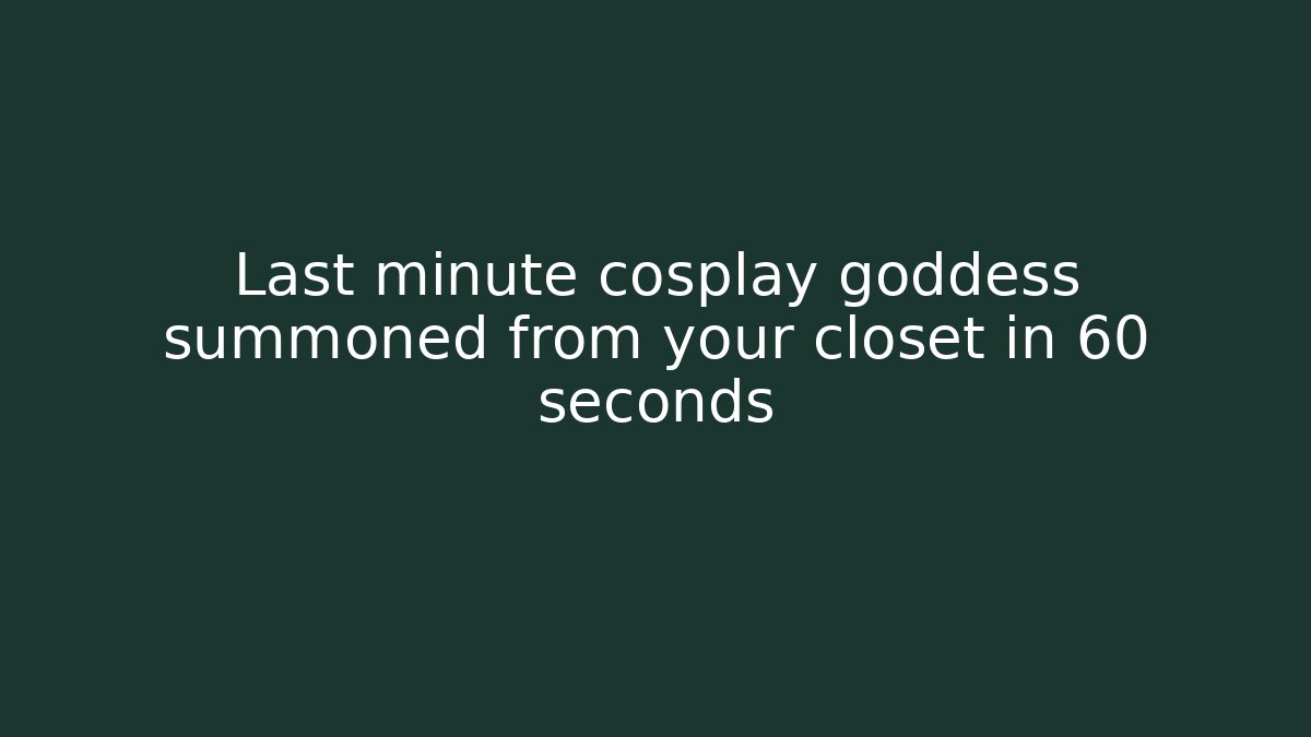 Last minute cosplay goddess summoned from your closet in 60 seconds
