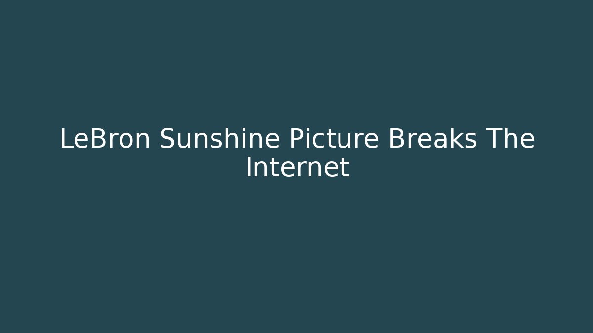 LeBron Sunshine Picture Breaks The Internet