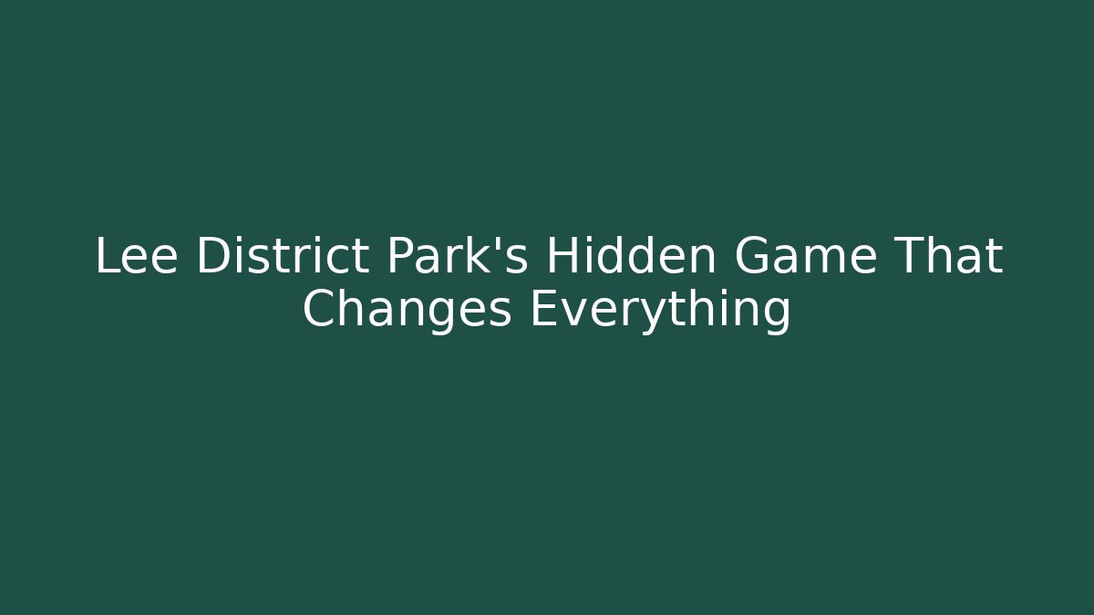 Lee District Park's Hidden Game That Changes Everything - Critter Realm