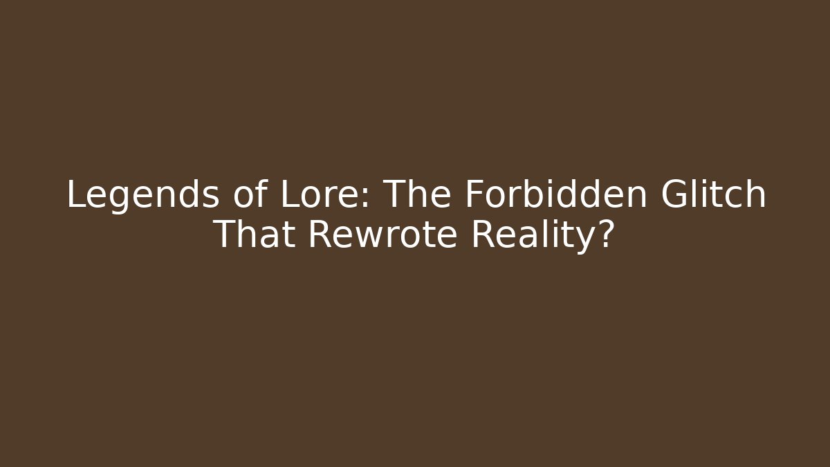 Legends of Lore: The Forbidden Glitch That Rewrote Reality?