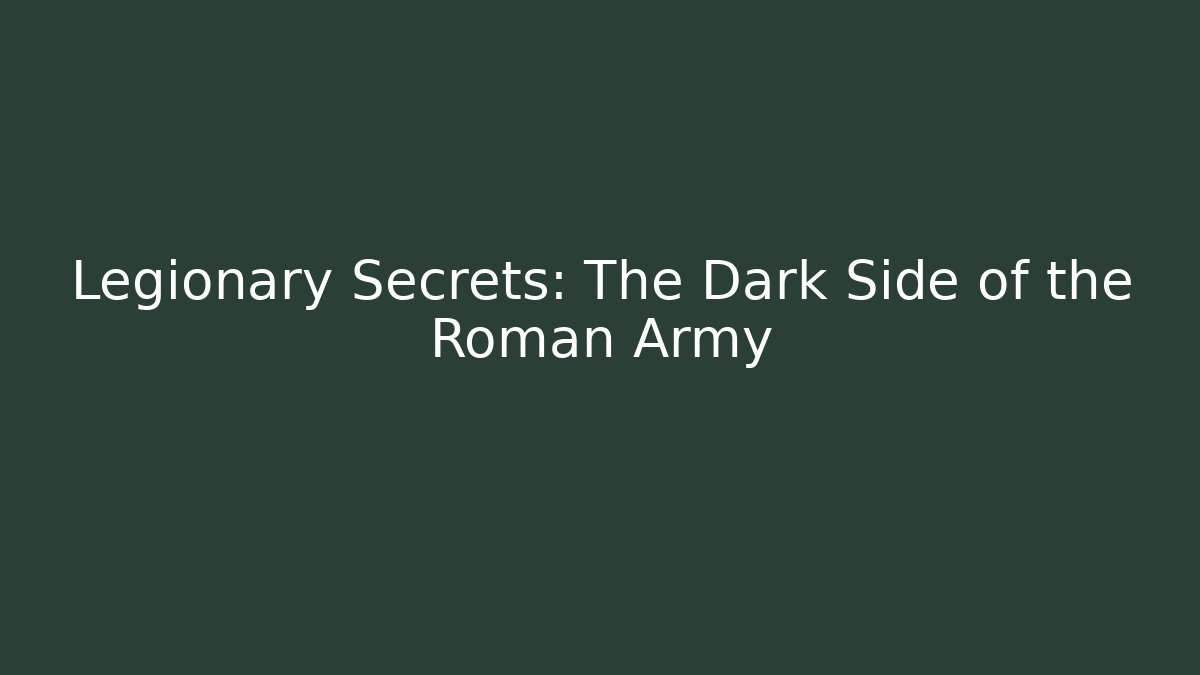 Legionary Secrets: The Dark Side of the Roman Army