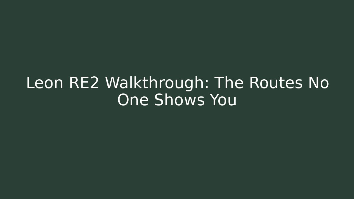 Leon RE2 Walkthrough: The Routes No One Shows You