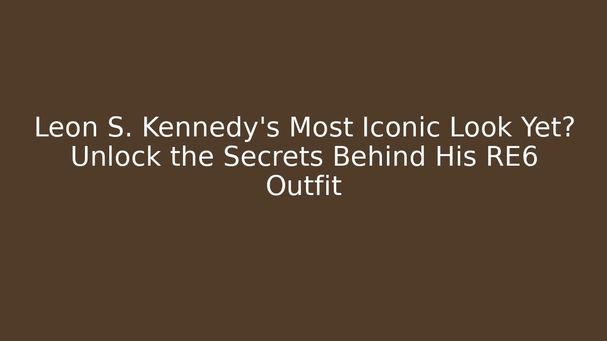 Leon S. Kennedy's Most Iconic Look Yet? Unlock the Secrets Behind His RE6 Outfit
