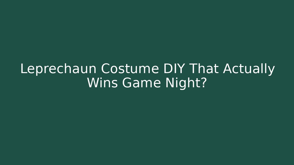 Leprechaun Costume DIY That Actually Wins Game Night?