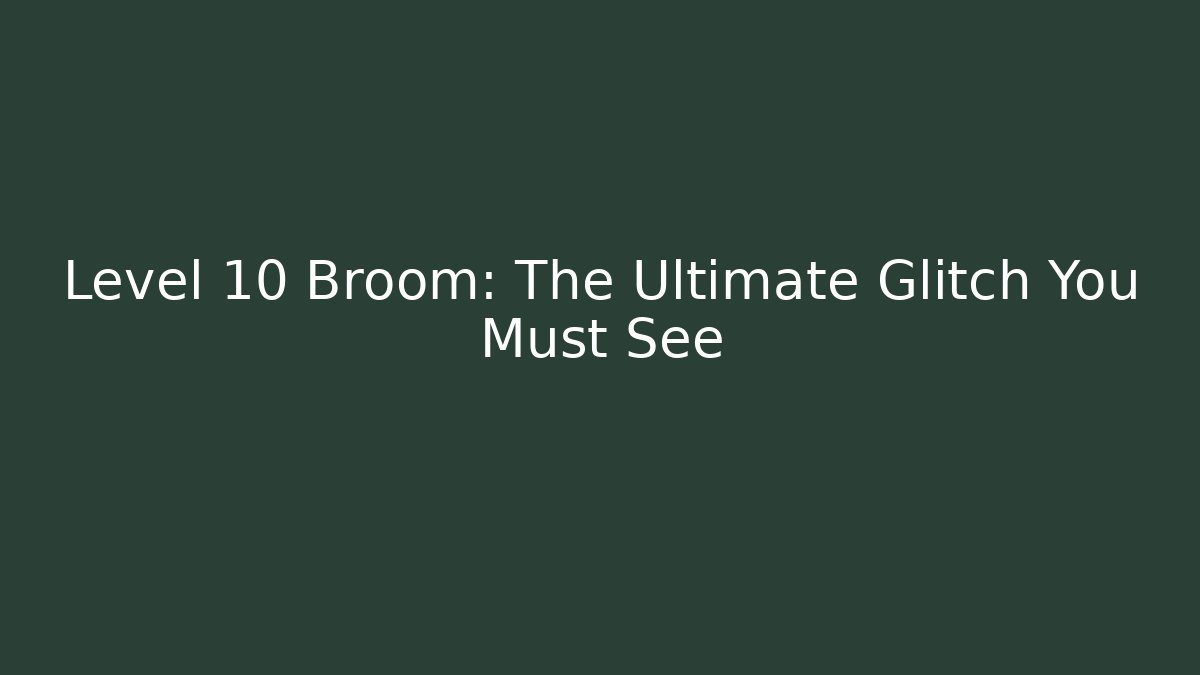 Level 10 Broom: The Ultimate Glitch You Must See