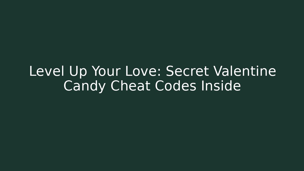 Level Up Your Love: Secret Valentine Candy Cheat Codes Inside