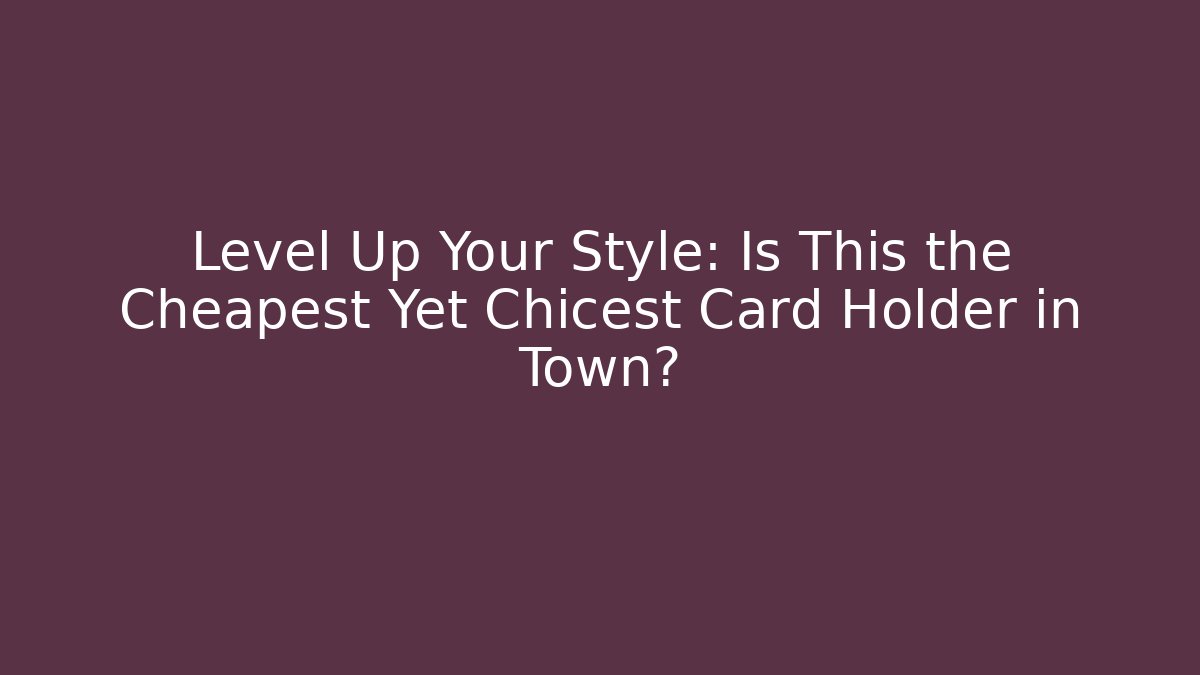 Level Up Your Style: Is This the Cheapest Yet Chicest Card Holder in Town?
