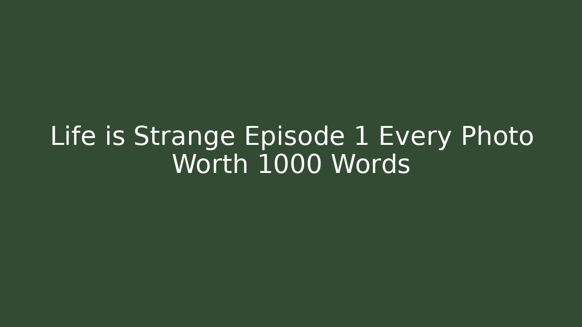 Life is Strange Episode 1 Every Photo Worth 1000 Words