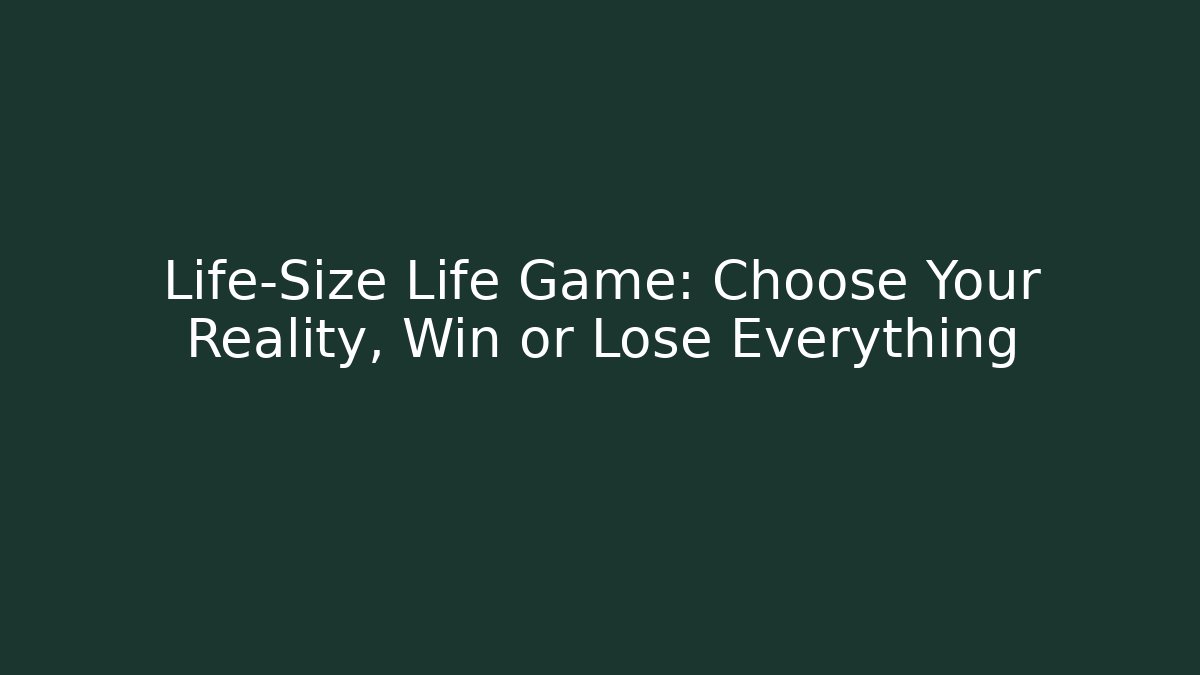 Life-Size Life Game: Choose Your Reality, Win or Lose Everything