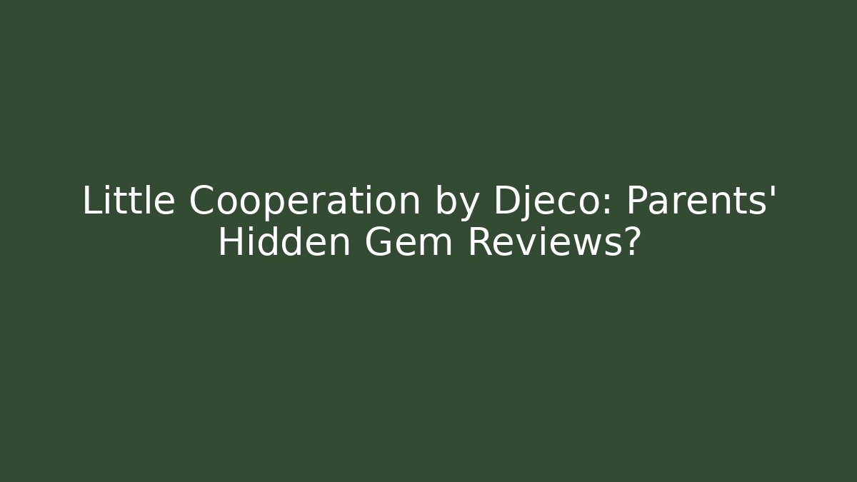 Little Cooperation by Djeco: Parents' Hidden Gem Reviews?