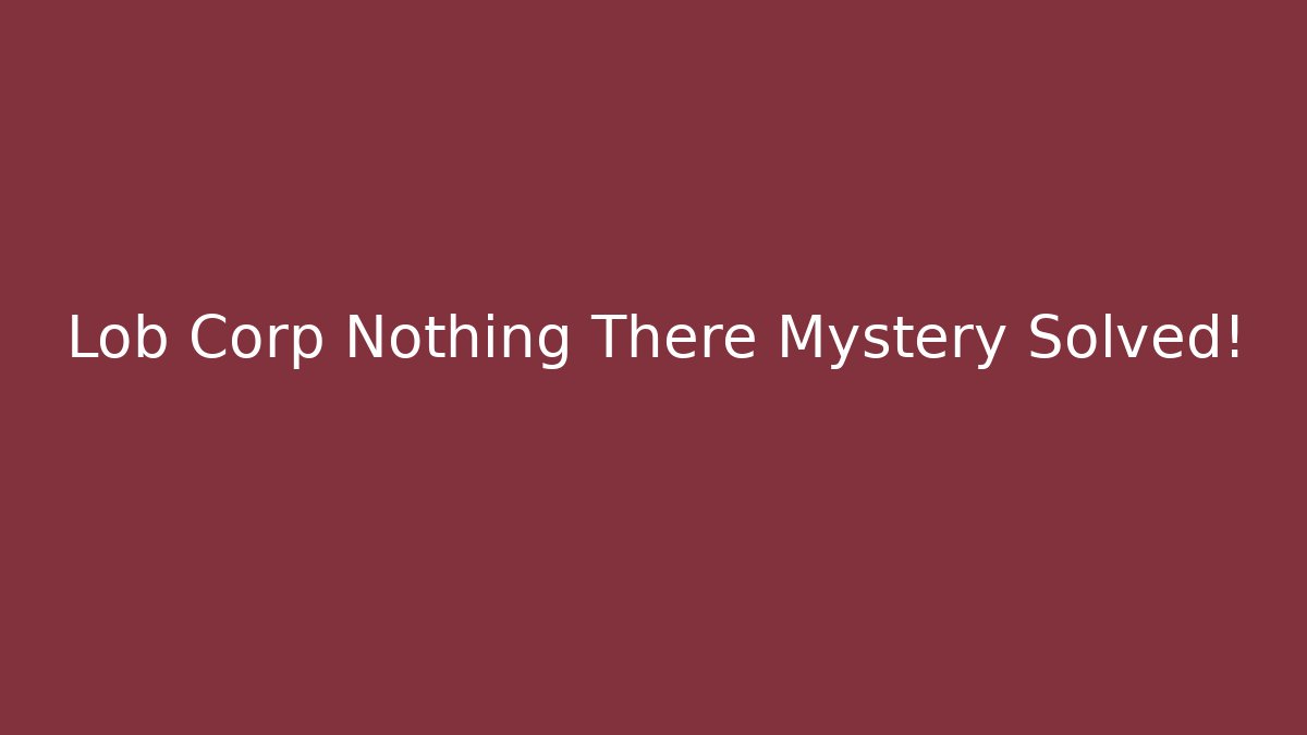 Lob Corp Nothing There Mystery Solved!