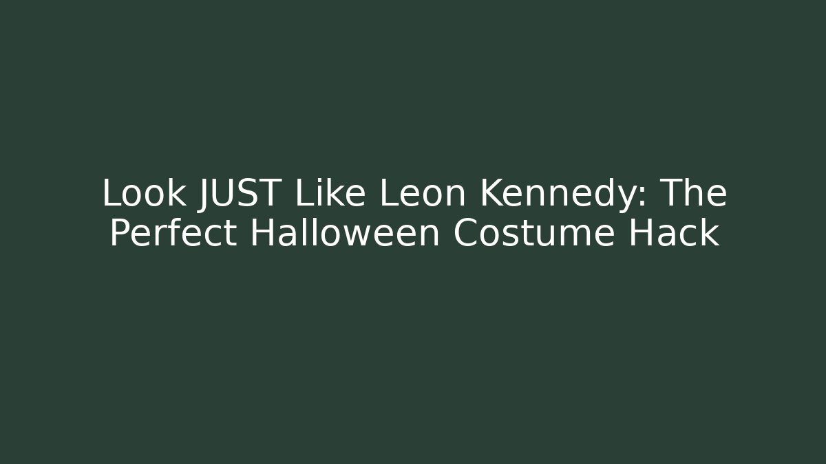 Look JUST Like Leon Kennedy: The Perfect Halloween Costume Hack