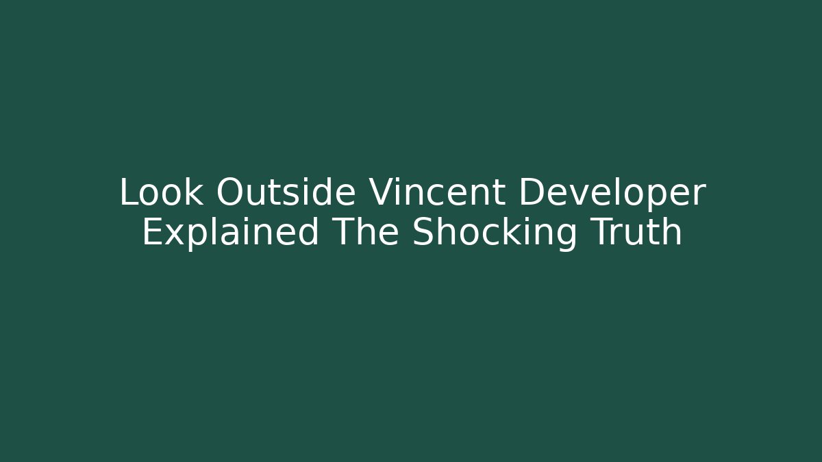Look Outside Vincent Developer Explained The Shocking Truth - Critter Realm