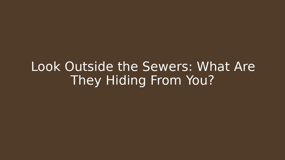 Look Outside the Sewers: What Are They Hiding From You?