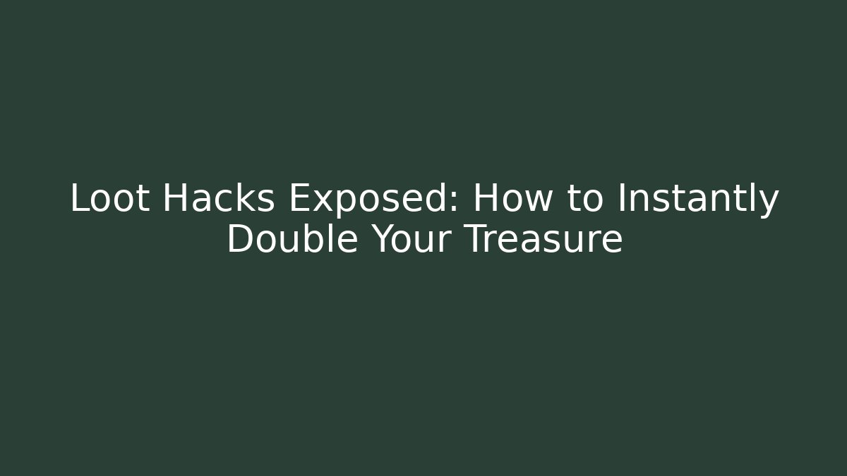 Loot Hacks Exposed: How to Instantly Double Your Treasure