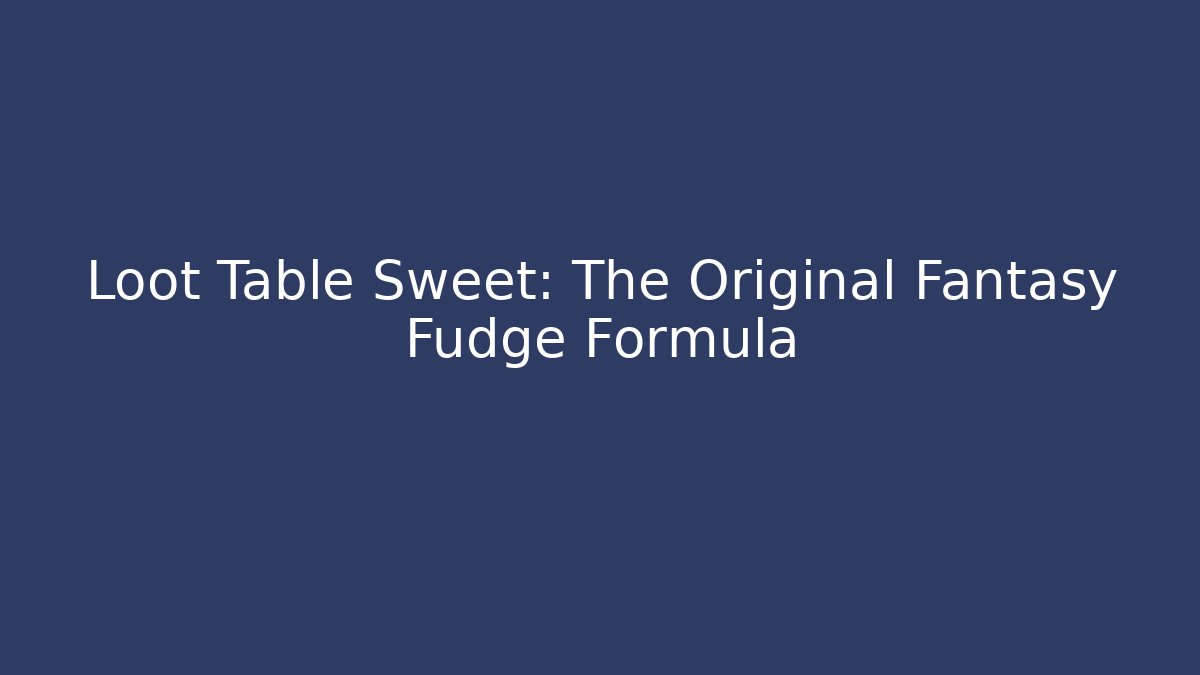 Loot Table Sweet: The Original Fantasy Fudge Formula