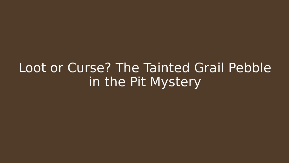 Loot or Curse? The Tainted Grail Pebble in the Pit Mystery