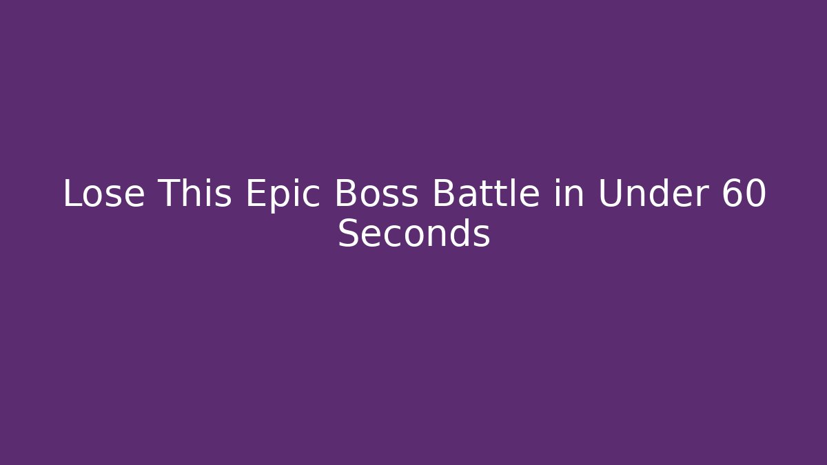 Lose This Epic Boss Battle in Under 60 Seconds - Critter Realm