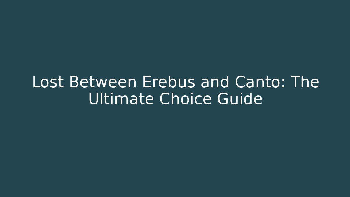 Lost Between Erebus and Canto: The Ultimate Choice Guide