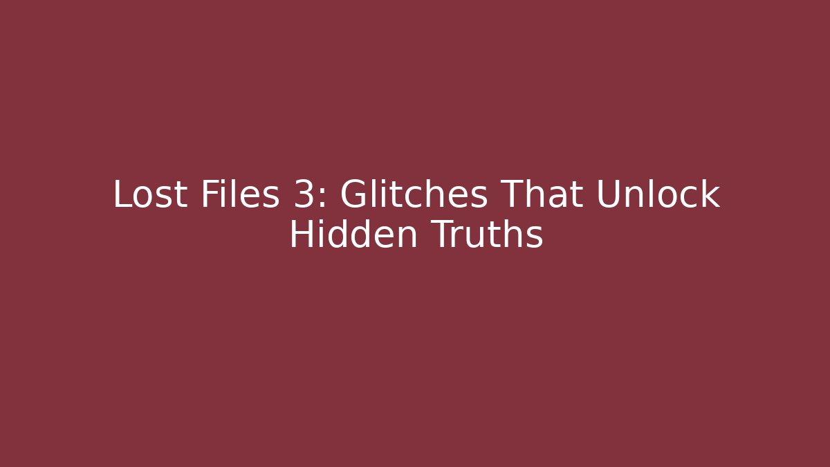 Lost Files 3: Glitches That Unlock Hidden Truths