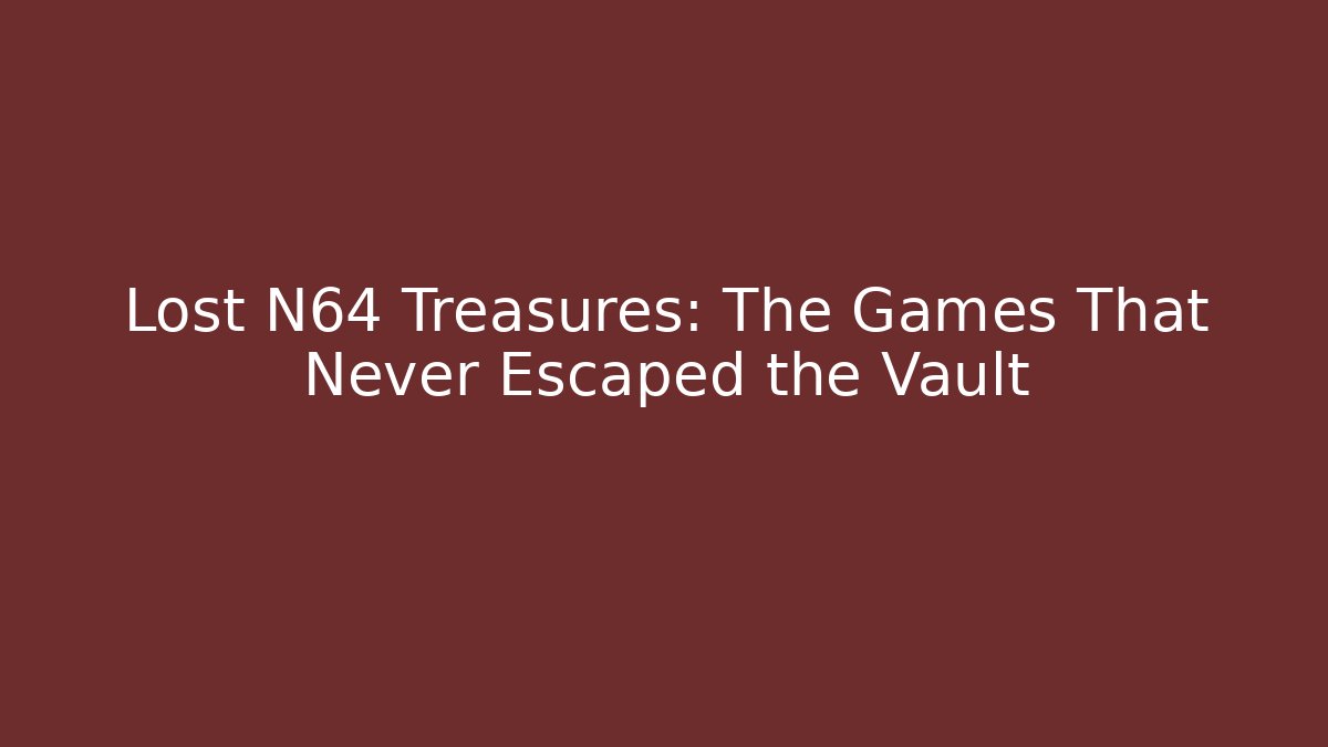 Lost N64 Treasures: The Games That Never Escaped the Vault