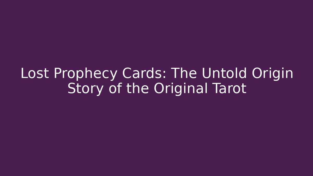 Lost Prophecy Cards: The Untold Origin Story of the Original Tarot
