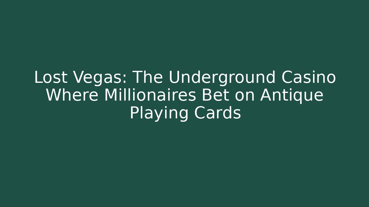 Lost Vegas: The Underground Casino Where Millionaires Bet on Antique Playing Cards