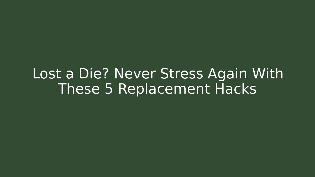Lost a Die? Never Stress Again With These 5 Replacement Hacks