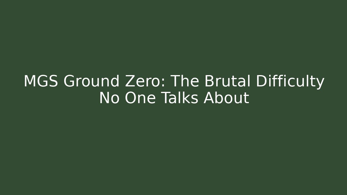 MGS Ground Zero: The Brutal Difficulty No One Talks About - Critter Realm