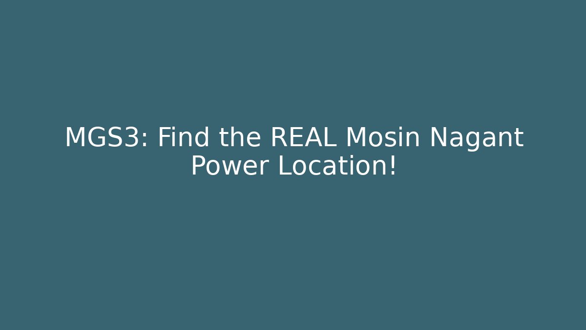MGS3: Find the REAL Mosin Nagant Power Location!