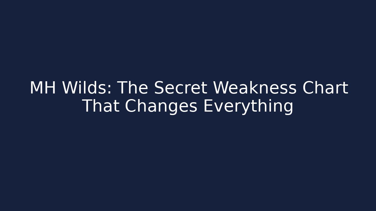 MH Wilds: The Secret Weakness Chart That Changes Everything