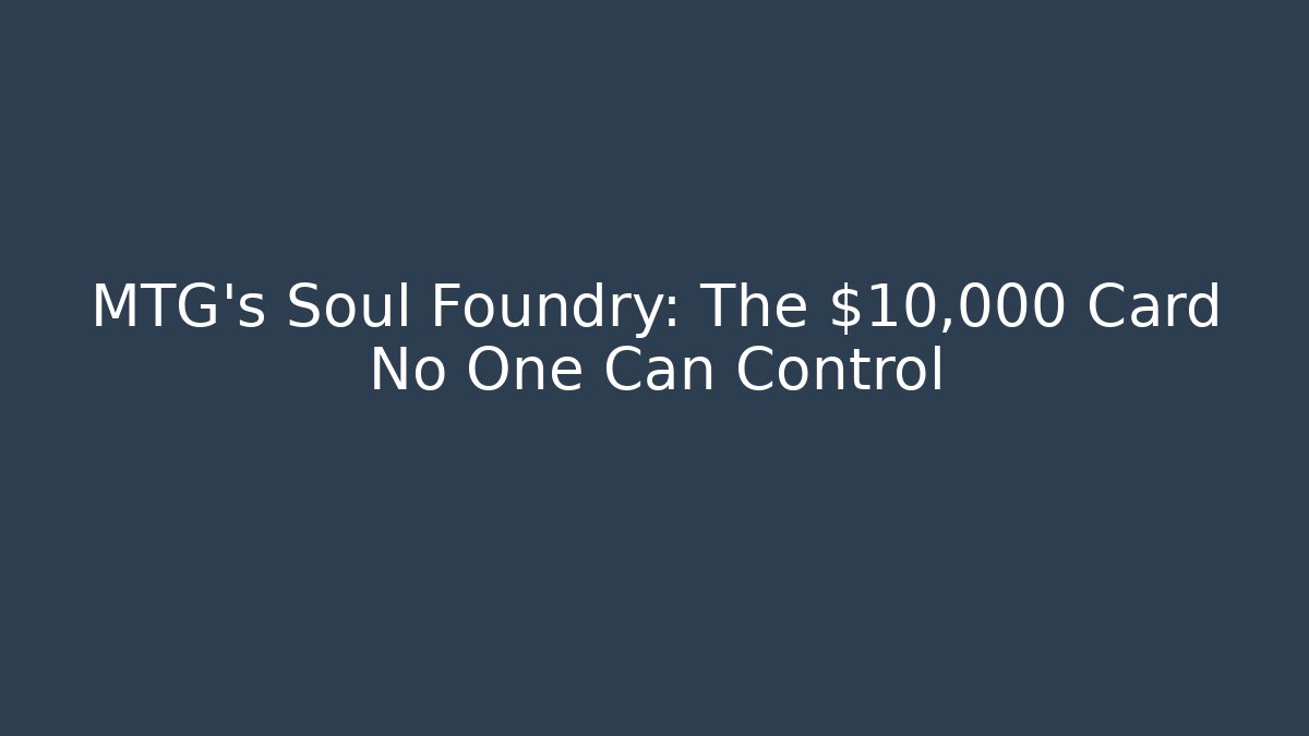 MTG's Soul Foundry: The $10,000 Card No One Can Control
