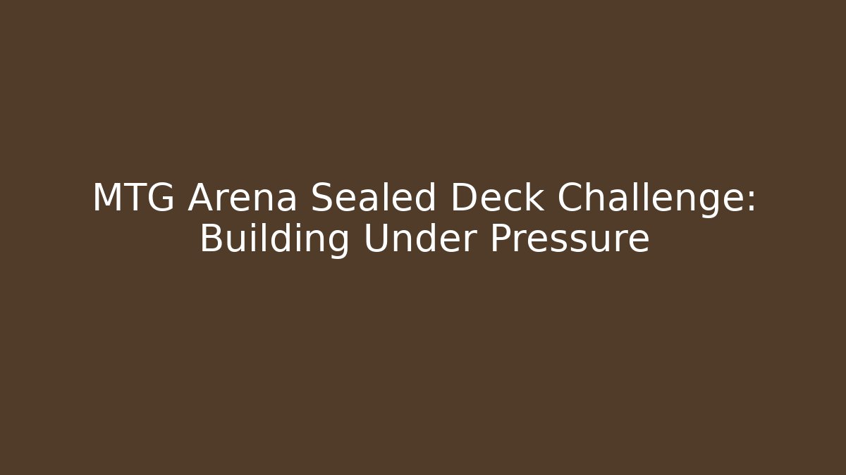 MTG Arena Sealed Deck Challenge: Building Under Pressure
